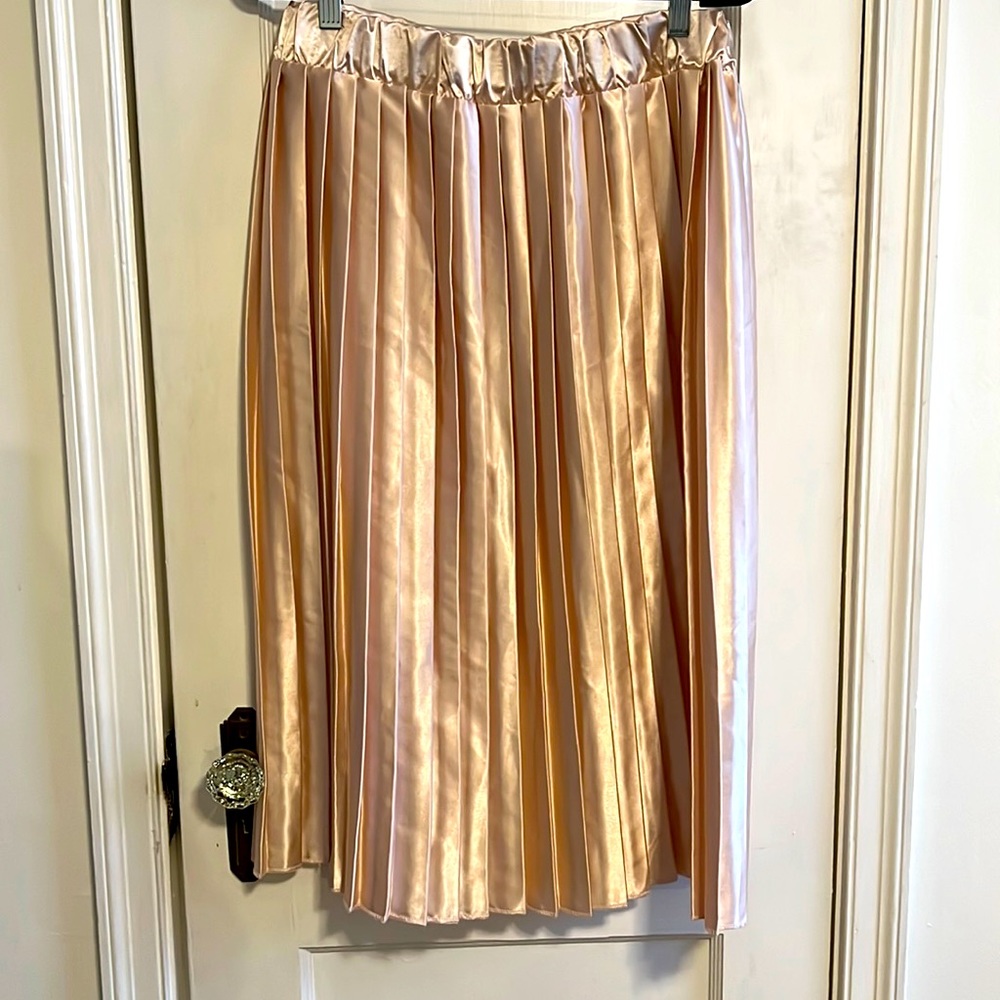 Pink satin pleated maxi